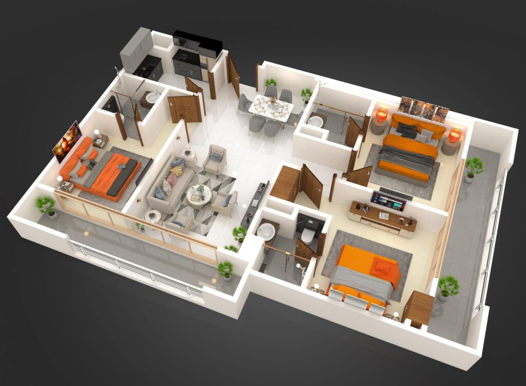 3 bed apartments